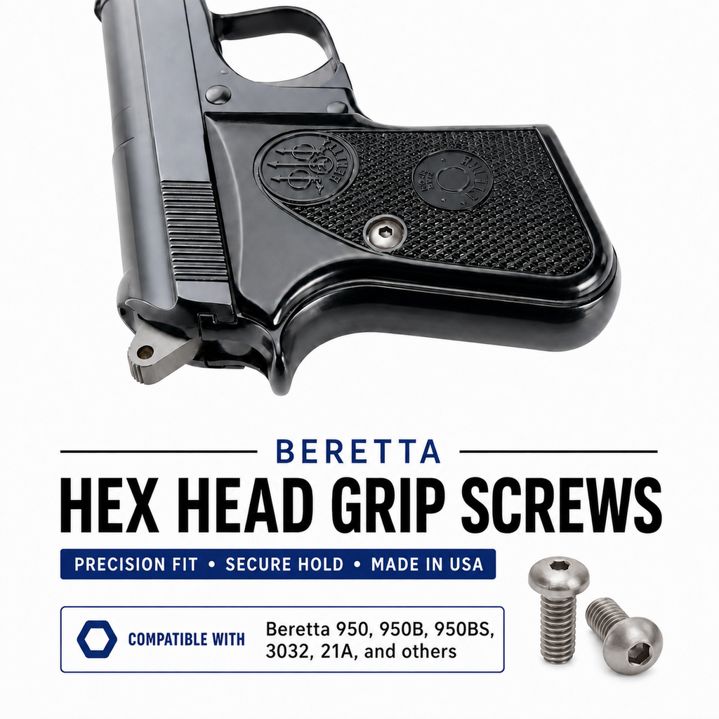 Hex Grip Panel Screws for Beretta Jetfire Tomcat Minx 950 950B 950BS 21A 3032 - Stainless Steel - (2 Pack)